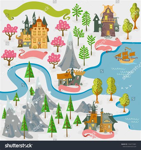 Fairy Tale Fantasy Map Builder Cartography Stock Vector (Royalty Free ...