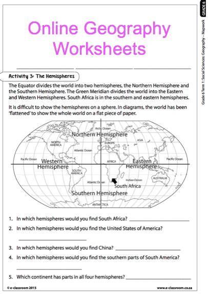 Grade 4 Geography Term 2 Worksheets