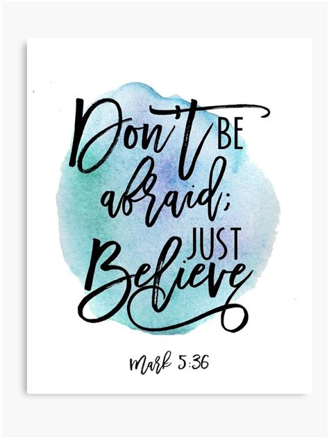 Bible verse Mark 5:36 with Blue Watercolor Background Canvas Print ...