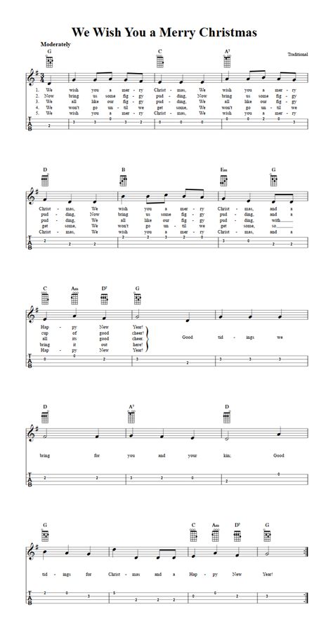 We Wish You a Merry Christmas - Easy Ukulele Sheet Music and Tab with ...