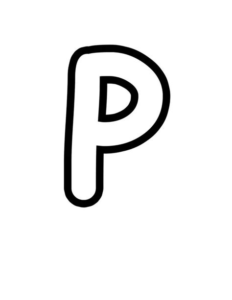 the letter p is shown in black and white