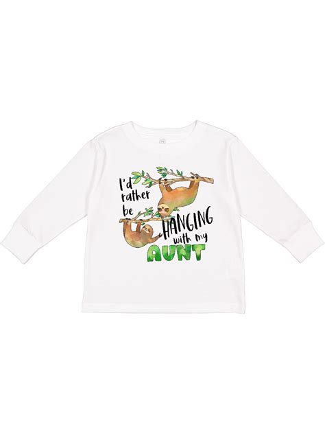 Inktastic Id Rather Be Hanging with my Aunt- Cute Sloths Boys or Girls Long Sleeve Toddler T ...