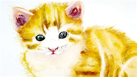 Watercolor Painting of Kitten - Wet in Wet Technique| Easy Kitten in ...