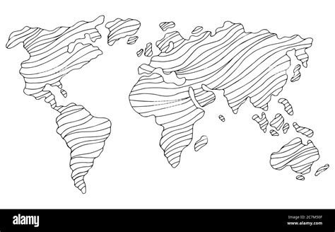 World map outline Black and White Stock Photos & Images - Alamy