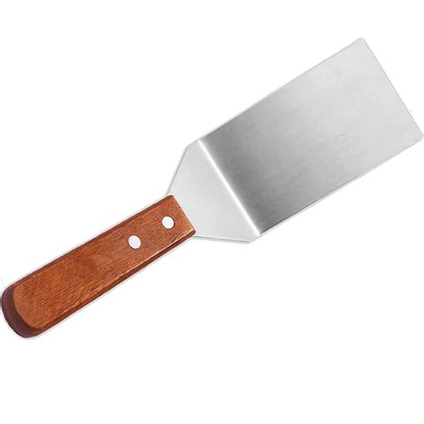 Kitchen Spatula Wooden Handle Grill Turner Stainless Steel Metal Scrape ...