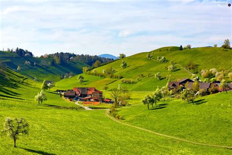 The Hills, Spring, Houses, country, Valley, medows - Beautiful views ...