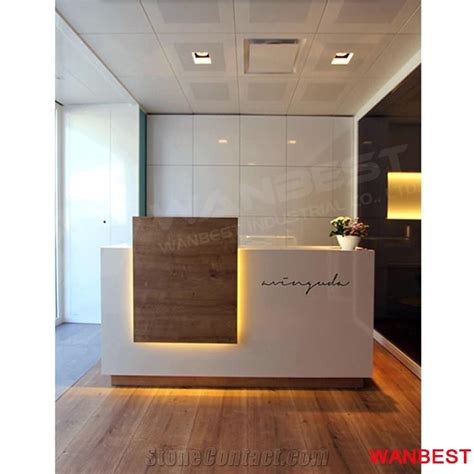 Custom Logo Solid Surface Office Spa Salon Reception Desk Front Table from China - StoneContact.com