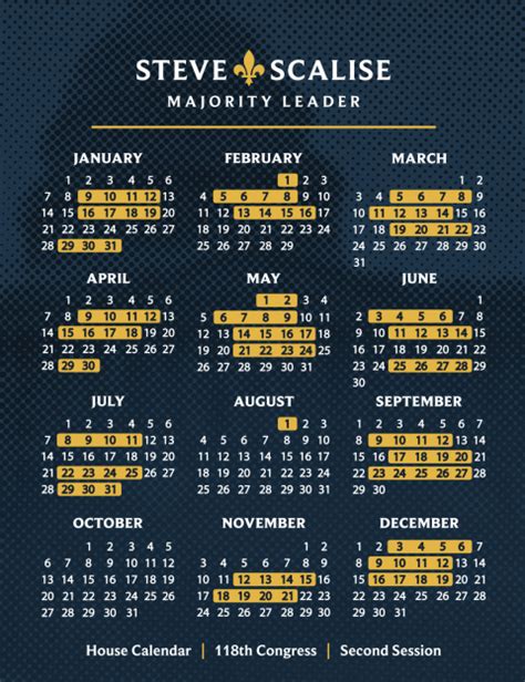 Scalise: 2024 House Calendar | Congressman Steve Scalise