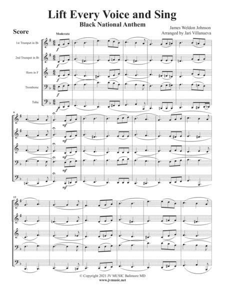 Lift Every Voice And Sing Black National Anthem For Brass Quintet By ...