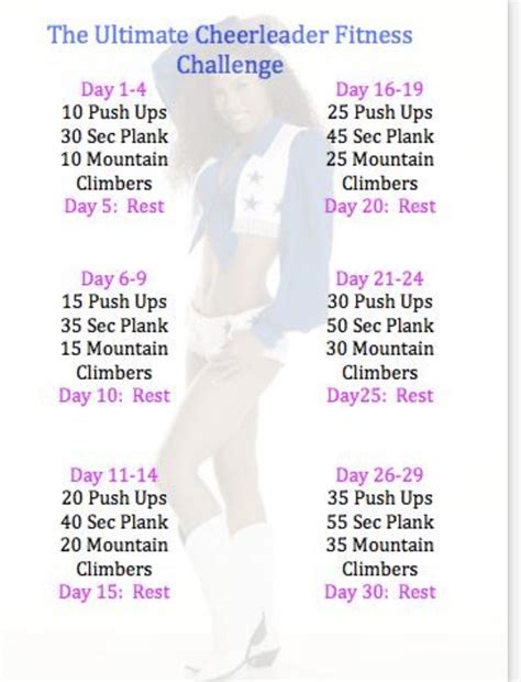 30 Day Ultimate Cheerleader Fitness Challenge | Cheerleading workouts, Cheer workout, Workout ...