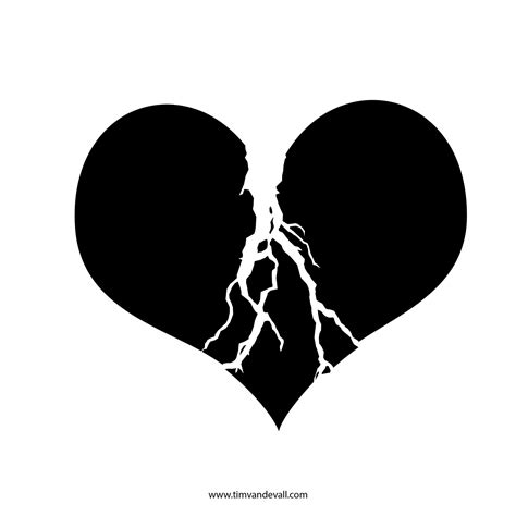 broken heart black and white - Clip Art Library