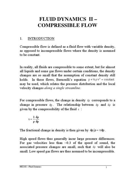 Compressible Flow Lecture 1 | Compressible Flow | Fluid Dynamics