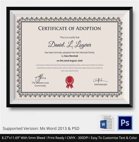 19+ Sample Adoption Certificates | Sample Templates