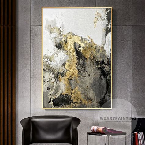 Framed Wall Art Modern Abstract Landscape Gold Gray Wall Art | Etsy em ...