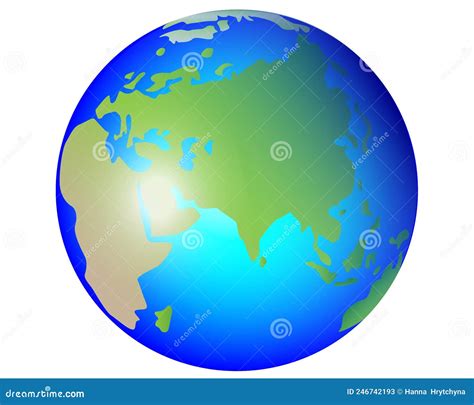 Planet Earth - Africa, Europe, Asia and Oceania - Vector Full Color Picture with Globe ...