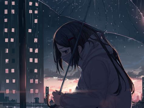 Anime Girl Sad Rain Wallpaper