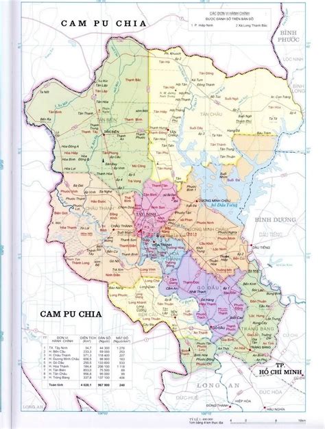 Bản đồ hành chính tỉnh Tây Ninh khổ lớn năm 2023 - HTNC