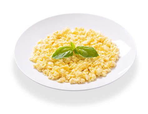 Plate of Scrambled Eggs on White Background Stock Photo - Image of delicious, white: 255847766