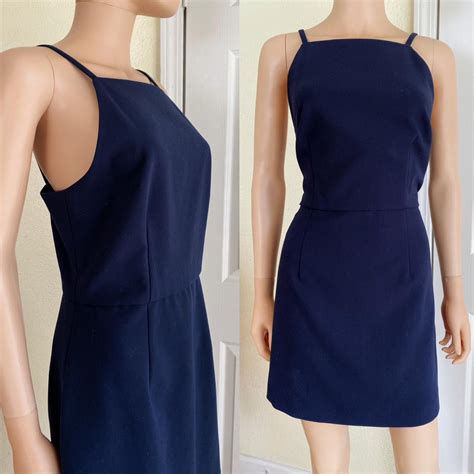 French Connection Women's Navy and Blue Dress | Depop