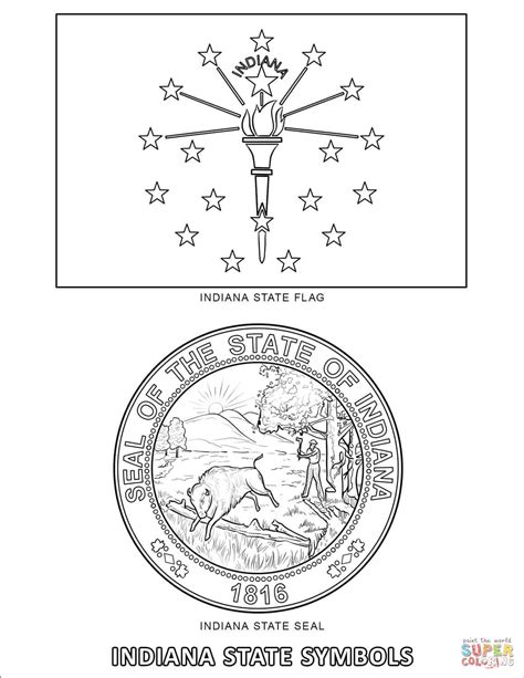 Indiana State Seal Coloring Page Coloring Pages