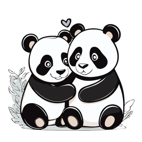 Premium Vector | Pandas Hugging