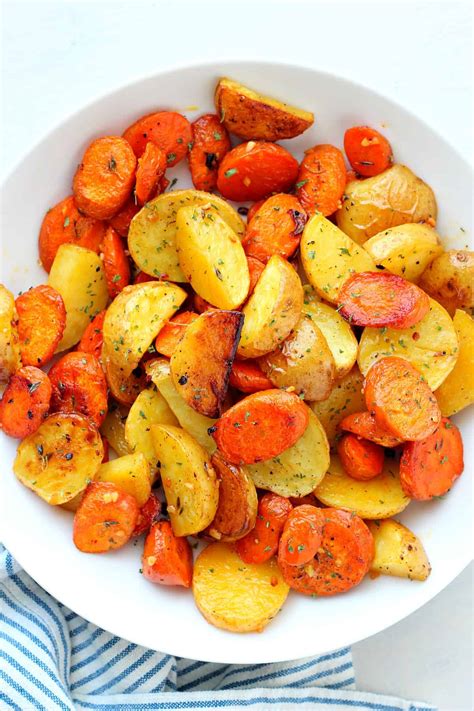 Roasted Potatoes and Carrots - Crunchy Creamy Sweet