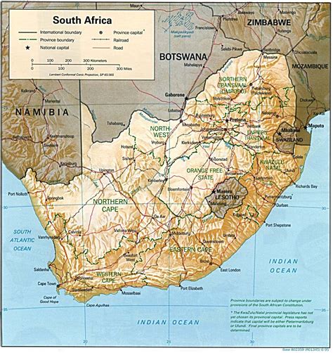 Detailed relief and political map of South Africa. South Africa ...