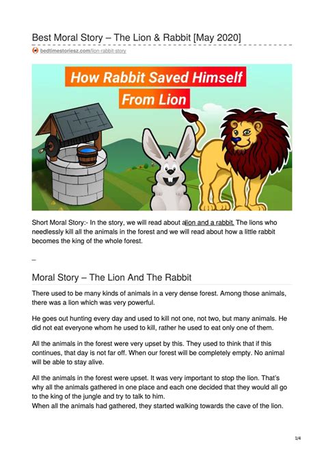 Moral Story for kids The Lion and the Rabbit by Bedtime storiesZ - Issuu