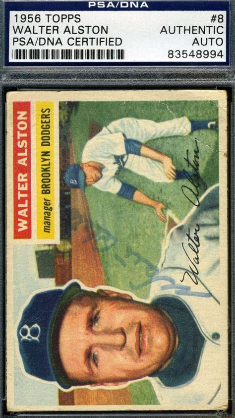 Walter Walt Alston 1956 Topps Set Break Signed Original Autograph - PSA ...