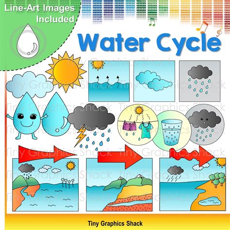 Water Cycle Clip Art | Line art images, Hydroponics, Hydroponics diy