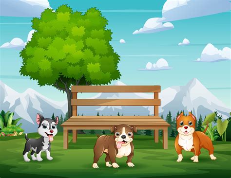 Cartoon of dogs in the park landscape 7159523 Vector Art at Vecteezy