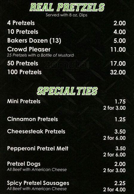 Menu at Philly Pretzel Factory restaurant, Philadelphia, Liacouras Walk