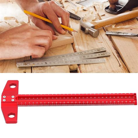 T Type Wood Measure Ruler, T Square Ruler Aluminum Alloy Removable Woodworking Scriber Art ...