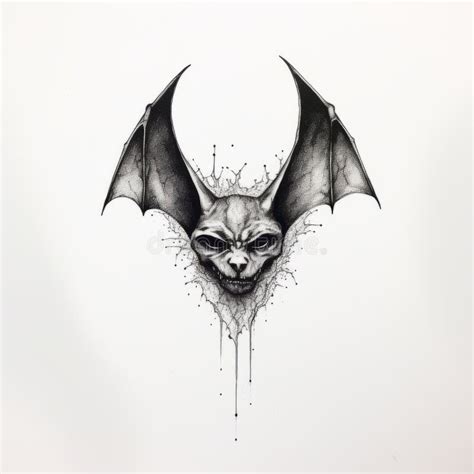 Minimalistic Bat Head Tattoo Illustration by Martin Debbie Stock ...