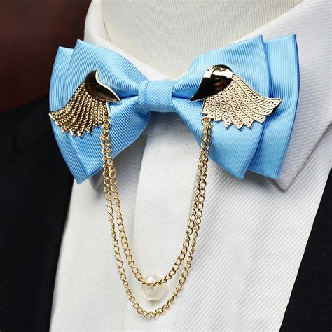 2017 New High Quality Men Party Wedding Butterfly Ties Metal Golden ...