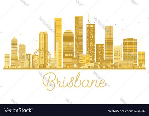 Brisbane city skyline golden silhouette Royalty Free Vector