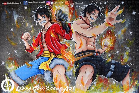 ONE PIECE - Luffy and Ace Fanart by LindaGleissner on DeviantArt