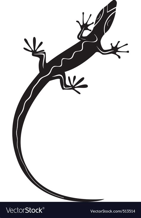 Black decorative lizard silhouette tattoo Vector Image