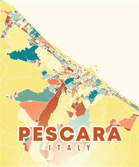 Pescara Italy Map Digital Art by Alexandru Chirila - Fine Art America