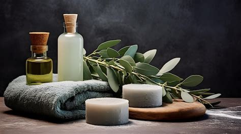 Premium AI Image | Spa concept with eucalyptus oil and eucalyptus leaf ...