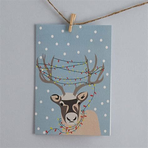 Christmas Card Reindeer with Christmas Lights in antlers