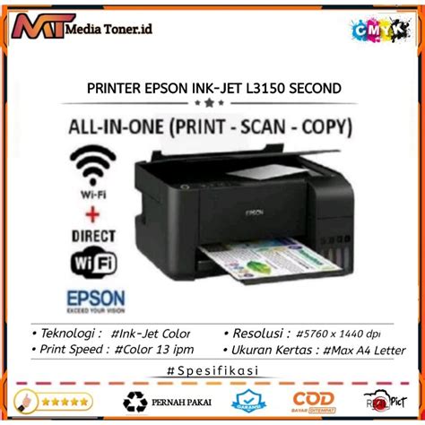 Jual Epson Ink Tank L3150 WiFi all in one Print Scan Copy | Shopee ...