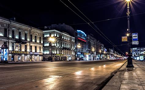 st, , Petersburg, Russia, Night, Lights, Lights, Road, Nevsky, Prospect Wallpapers HD / Desktop ...