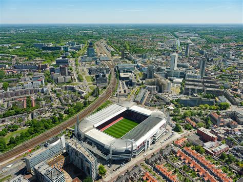 aerial view Eindoven, the Philips stadium (PSV football stadium) was built on the site of the ...