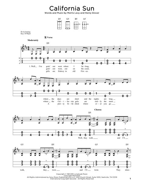 California Sun by Rivieras Sheet Music for Dulcimer at Sheet Music Direct