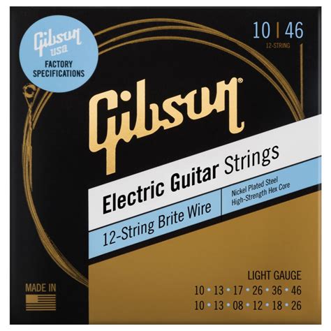 Gibson Brite Wire Light 12-String Electric Guitar Strings, 10-46 at ...