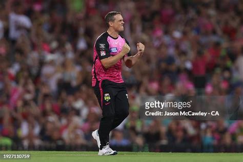 Steve O'Keefe of the Sixers celebrates after taking the wicket of ...