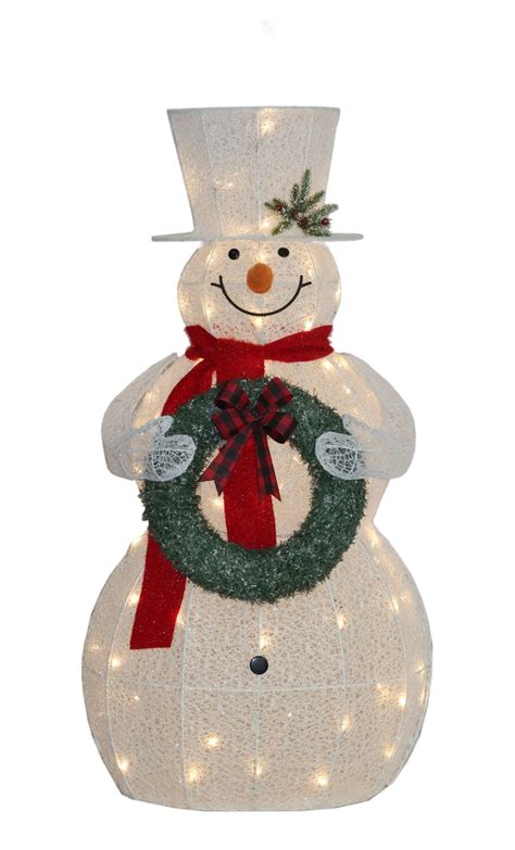 White Mesh Outdoor Christmas Snowman with Lights, 150cmH | Swish Collection Christmas Decorations