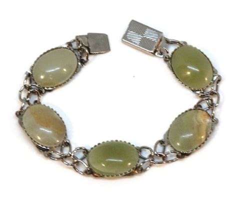 Vintage Green Agate Bracelet Natural by SellitAgainVintage on Etsy