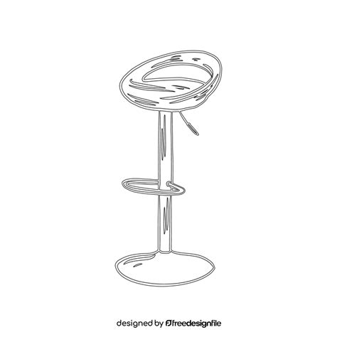 High Bar Stool With Pedestal Base black and white clipart free download